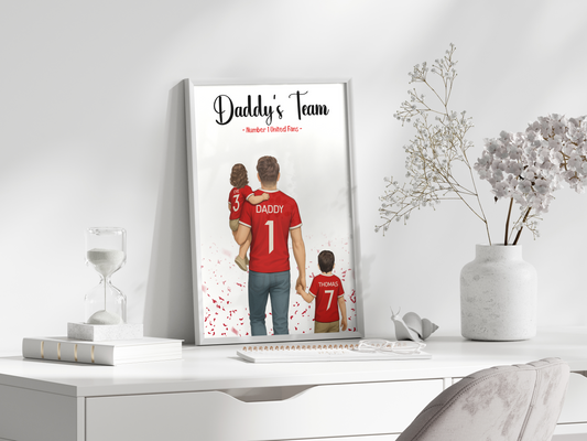 Sports/Football Gift for Dad - Dad & Two Children v2
