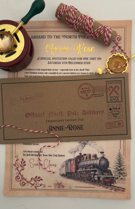 Magical Polar Express Invitation Letter – Custom Name in Gold Foil
