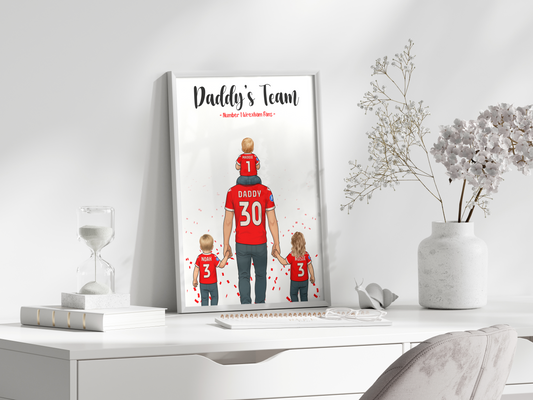 Sports/Football Gift for Dad - Dad & 3 Children