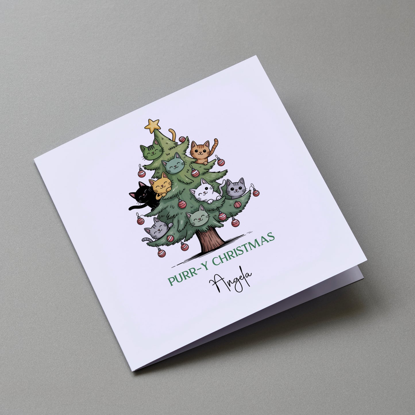Purry Christmas - Personalised Christmas Greeting Card