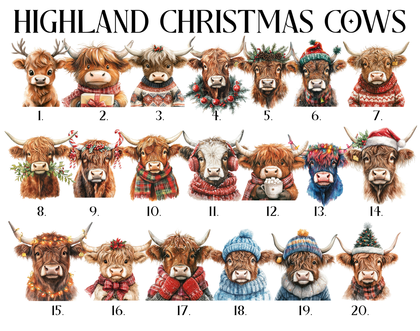 Highland Cow Family Print