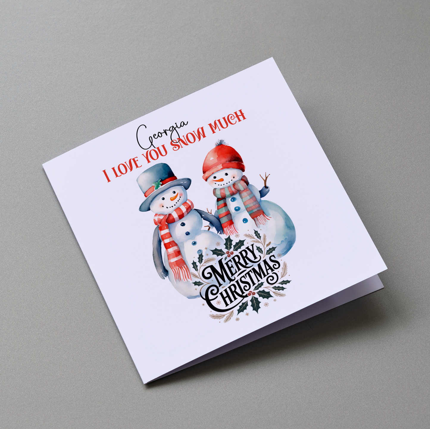 Snow Couple - Personalised Christmas Greeting Card