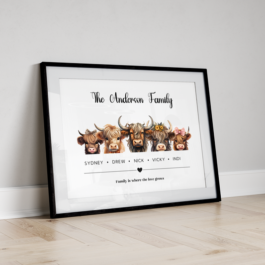 Highland Cow Family Print