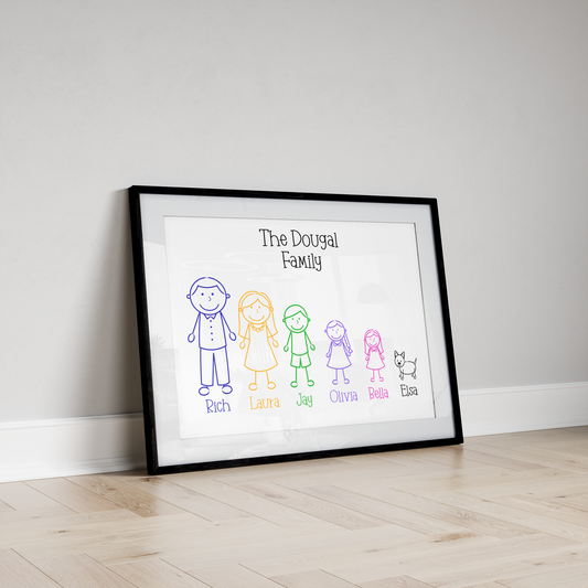 Personalised Family Stick People Print