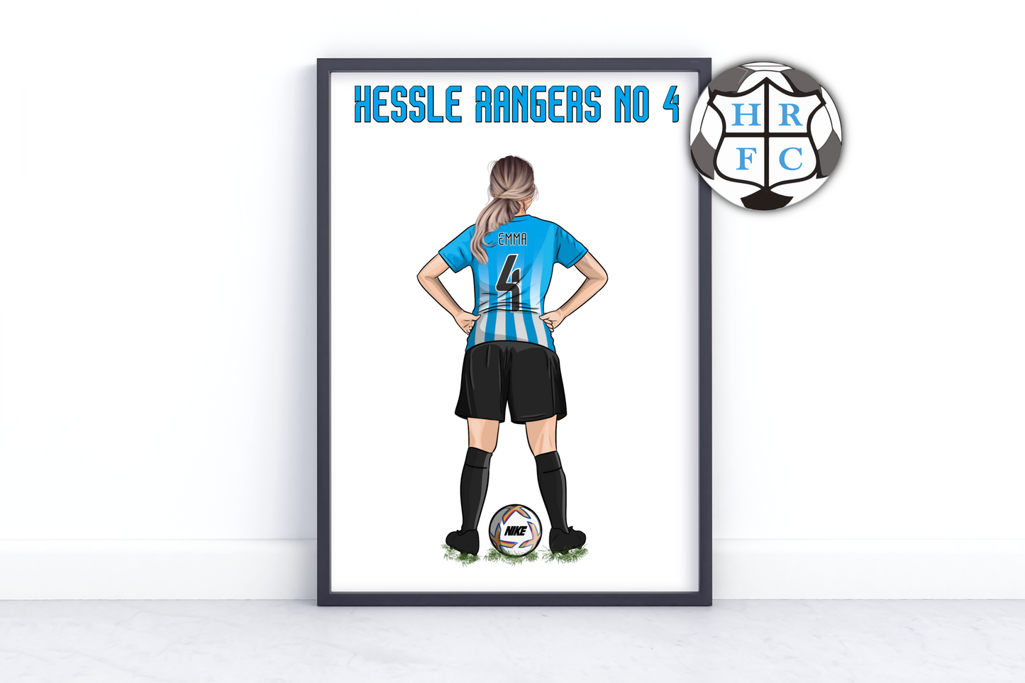 Personalised Hessle Rangers football player print for girl or boy!
