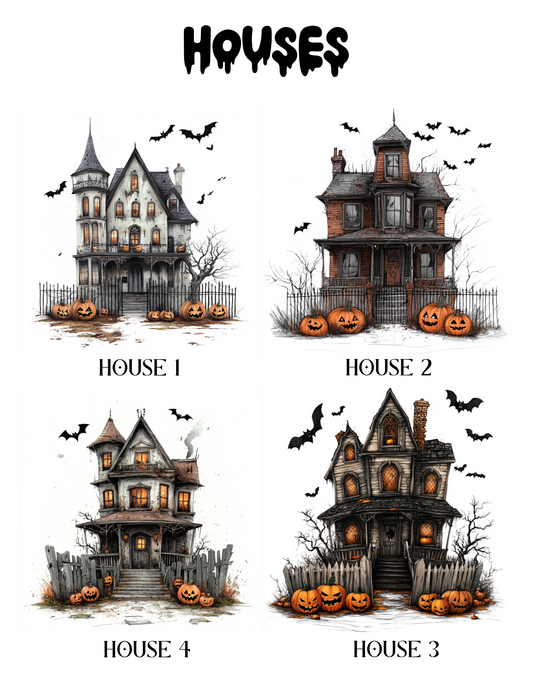 Personalised Haunted House Halloween Print