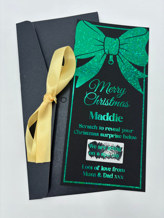 Personalised Christmas Reveal Ticket Bow