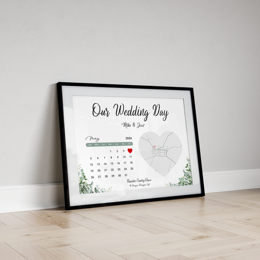Wedding and Engagement Gift - Date and Location Print