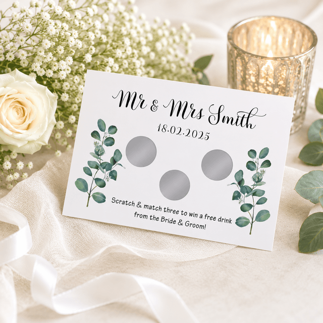 Personalised Wedding Favour Scratch Card - Eucalyptus Design