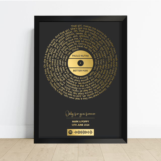 Custom Foiled Song Lyric Print with Spotify Code