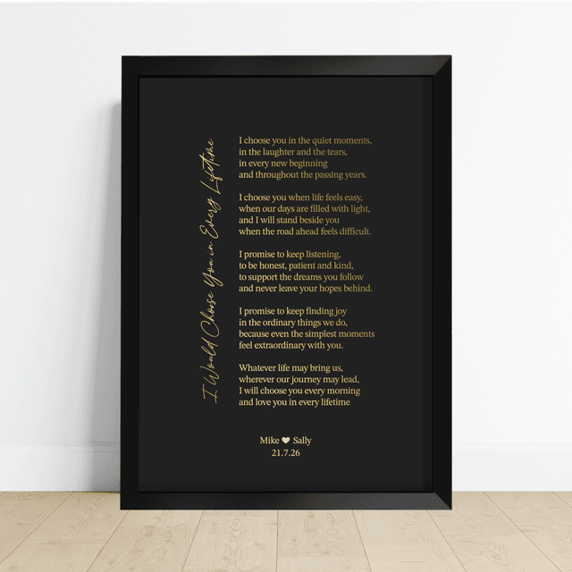 Your Words in Foil – Personalised Poem or Wedding Vows Print