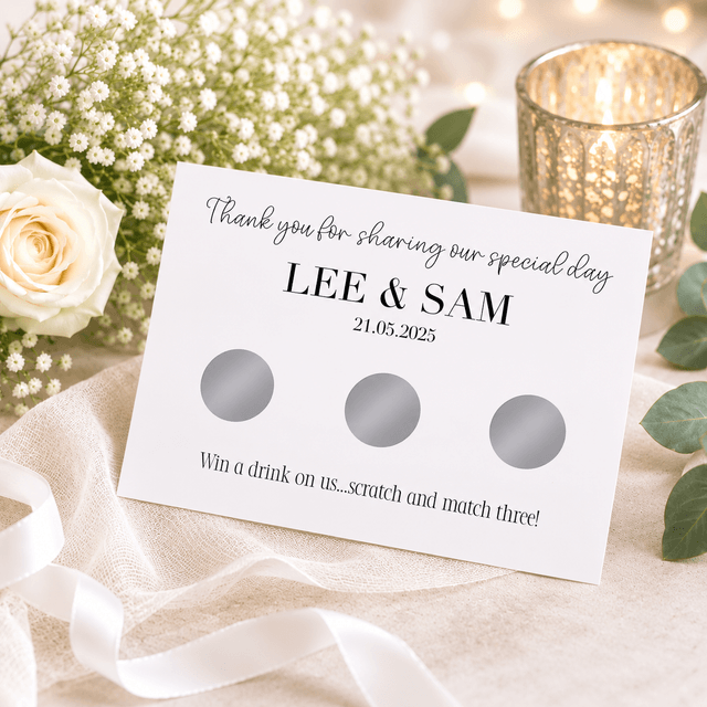 Personalised Wedding Favour Scratch Card - Thank You Design