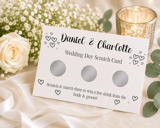 Personalised Wedding Favour Scratch Card - Heart Design