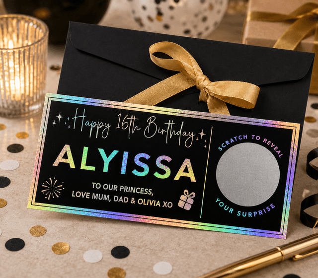 Happy Birthday Scratch Reveal Ticket