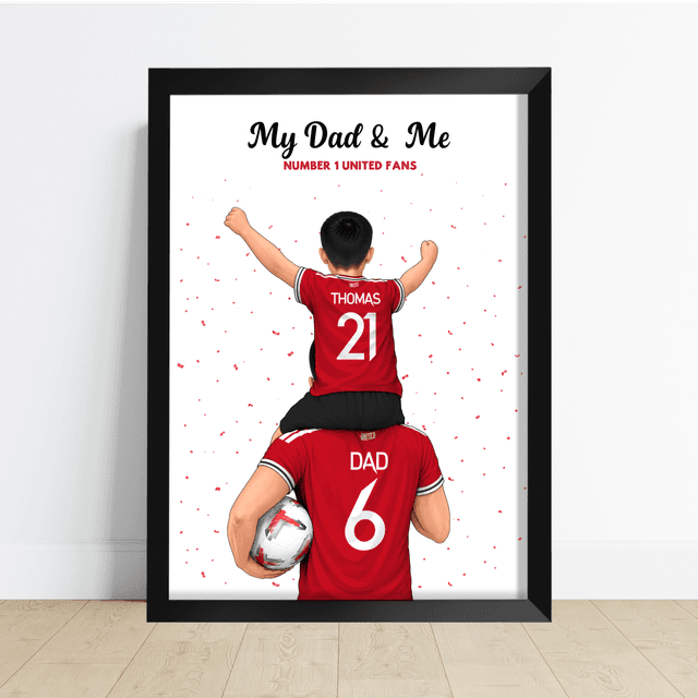 Sport/Football Gift for Dad - Dad and One Child on Shoulder