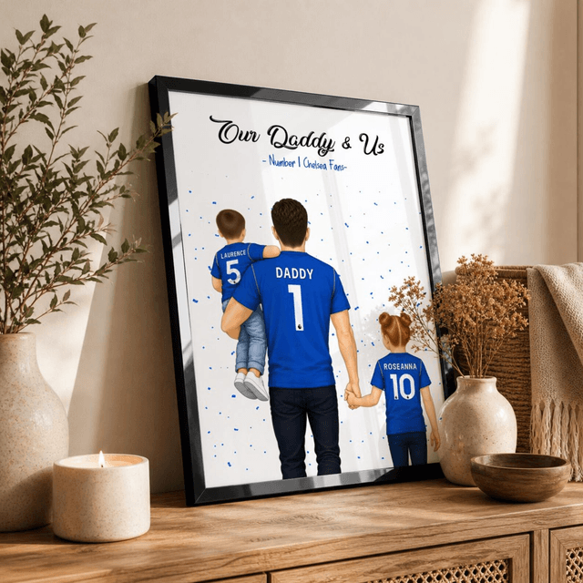 Sports/Football Gift for Dad - Dad & Two Children