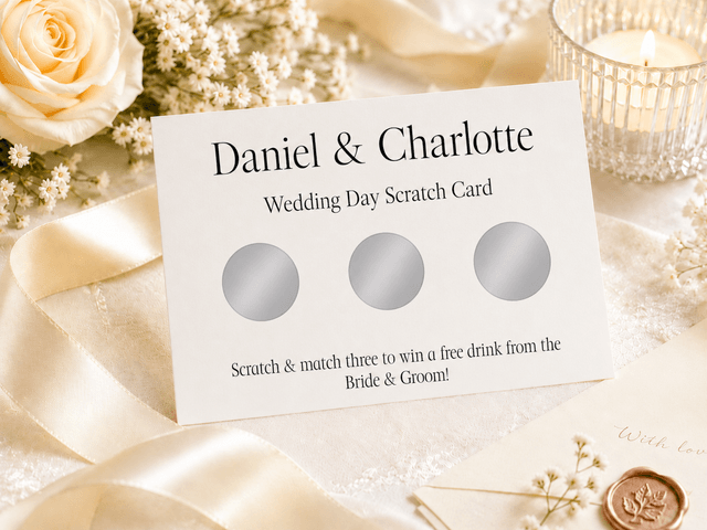 Personalised Wedding Favour Scratch Card - Plain Design