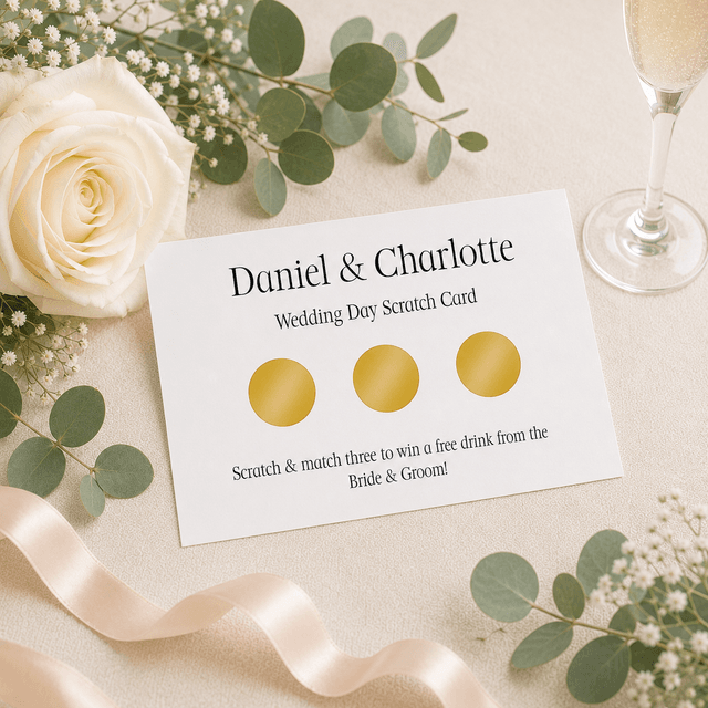 Personalised Wedding Favour Scratch Card - Plain Picture Design