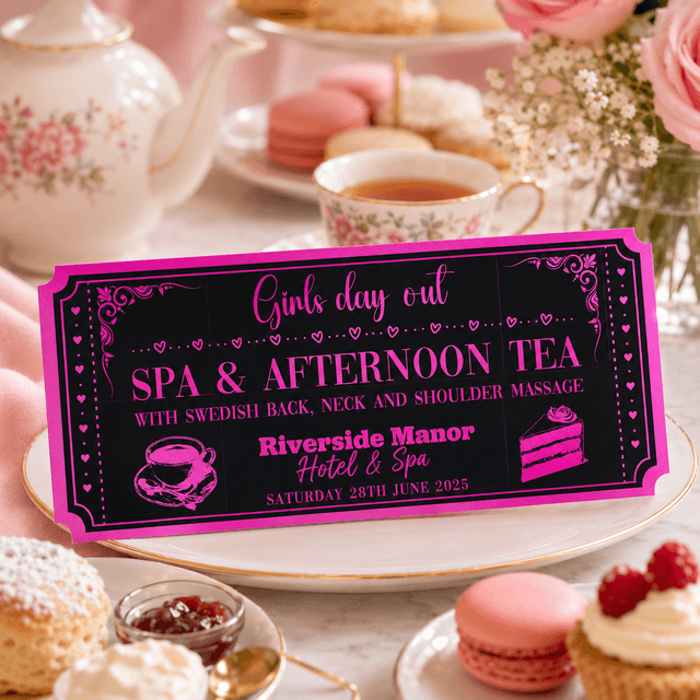 Personalised Spa Day & Afternoon Tea Ticket | Luxury Foiled Gift Voucher