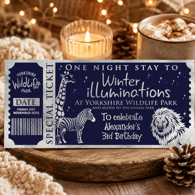 Personalised Yorkshire Wildlife Park Winter Illuminations Foil Gift Ticket