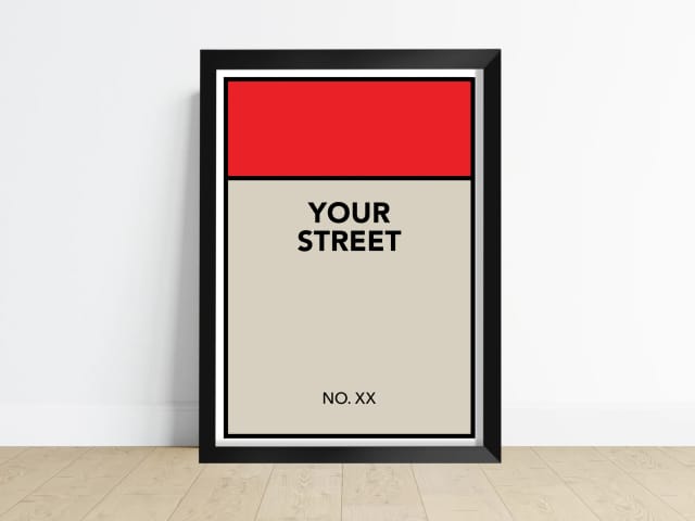 Custom Monopoly Style Property Card Print – Personalised Street Name Poster