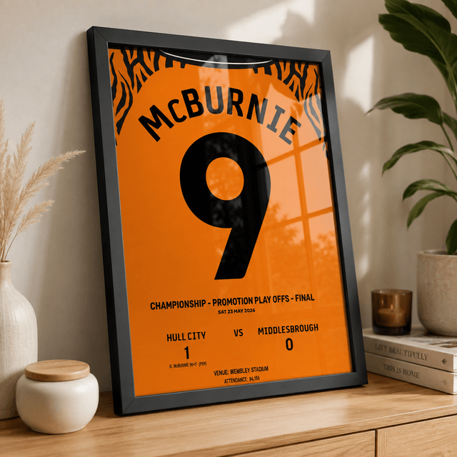 Hull City Promotion 2026 McBurnie No.9 Football Print