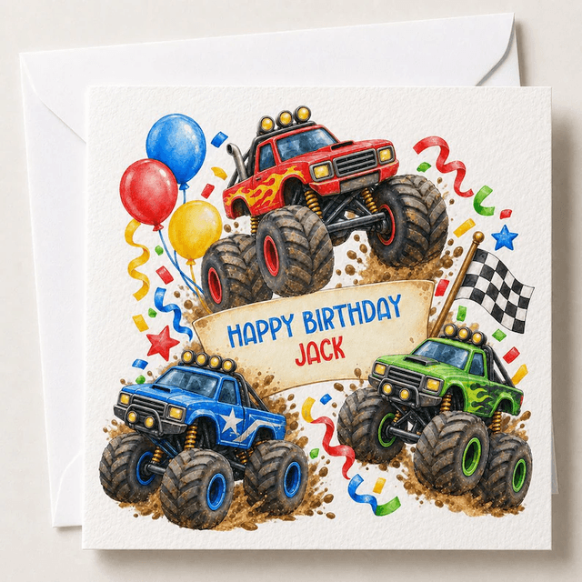 Personalised Monster Truck Birthday Card
