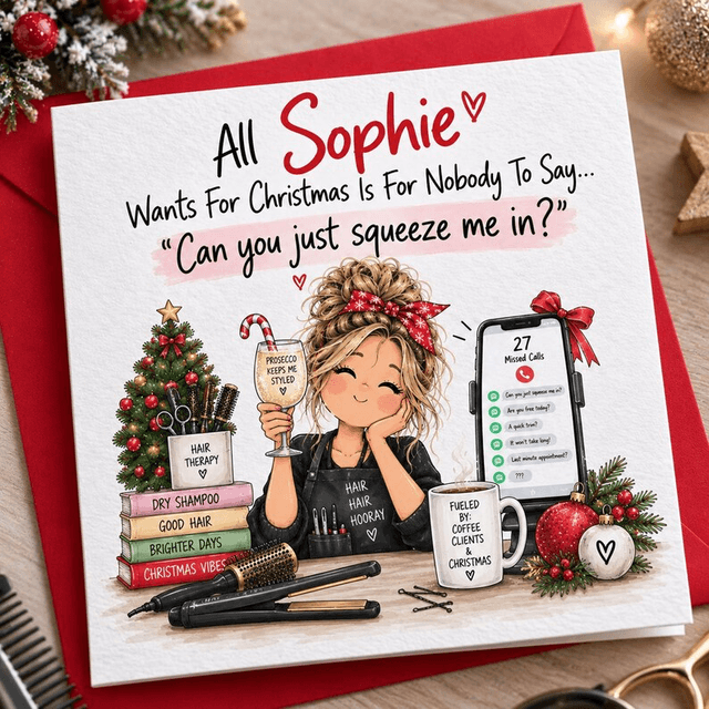 Personalised Hairdresser Christmas Card
