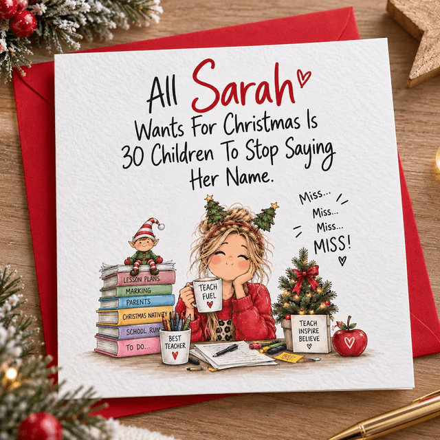 Personalised Teacher Christmas Card