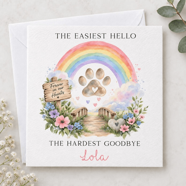 Personalised Pet Bereavement Card - Rainbow & Bridge
