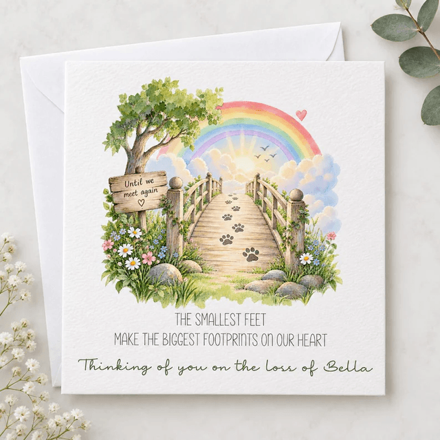 Personalised Pet Bereavement Card - Paw Bridge