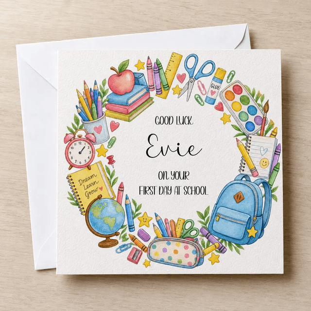 Personalised First Day Card - Wreath