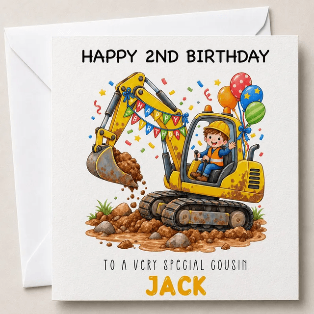 Personalised Digger Birthday Card
