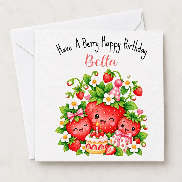 Personalised Strawberry Birthday Card