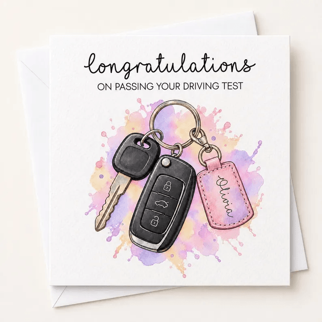 Personalised Passed Driving Test Card - Pink Design