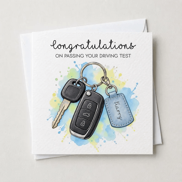 Personalised Passed Driving Test Card - Blue Design
