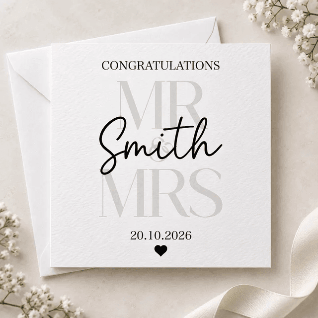 Personalised Mr & Mrs Wedding Card