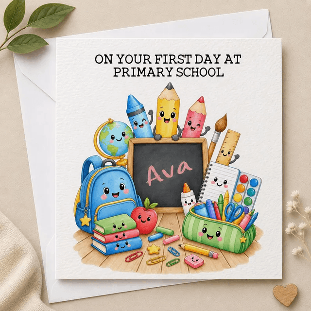 Personalised First Day Card - Chalkboard Design
