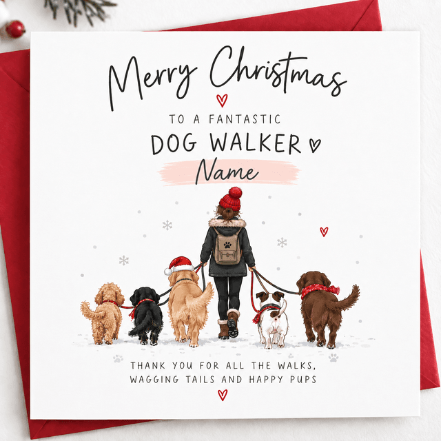 Personalised Dog Walker Christmas Card