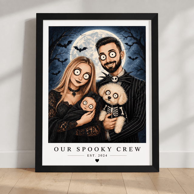 Personalised Halloween Family Portrait from Photo | Gothic Art Print
