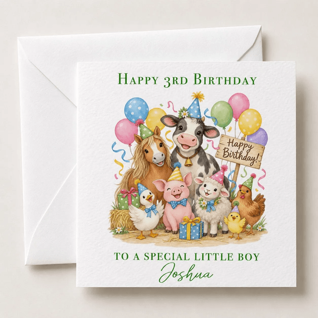 Personalised Farmyard Birthday Card