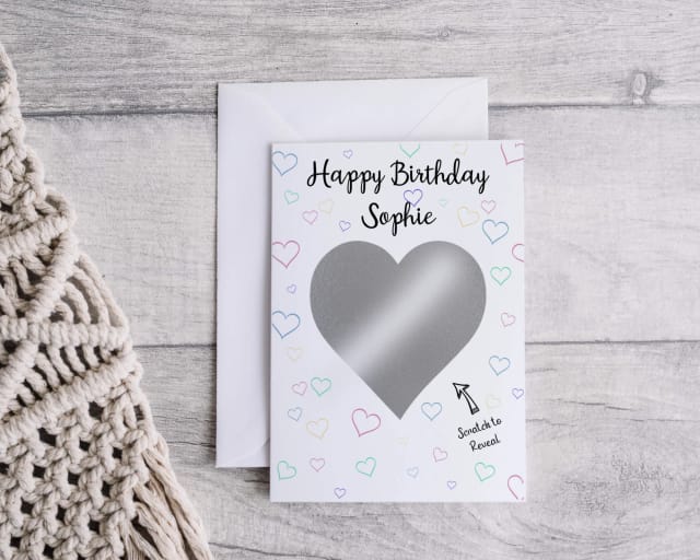 Personalised Birthday Scratch Card - Hearts