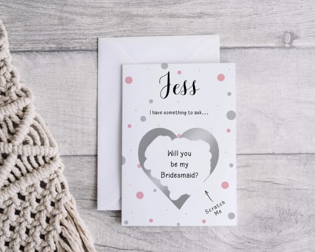 Personalised Bridesmaid Scratch Card - Pink Dots
