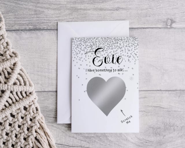 Personalised Bridesmaid Scratch Card - Silver Confetti