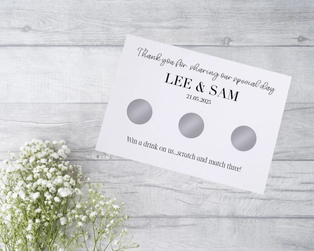 Personalised Wedding Favour Scratch Card - Thank You Design