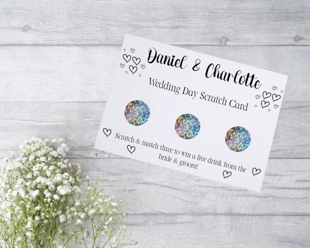 Personalised Wedding Favour Scratch Card - Heart Design