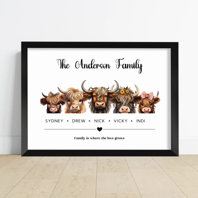 Highland Cow Family Print