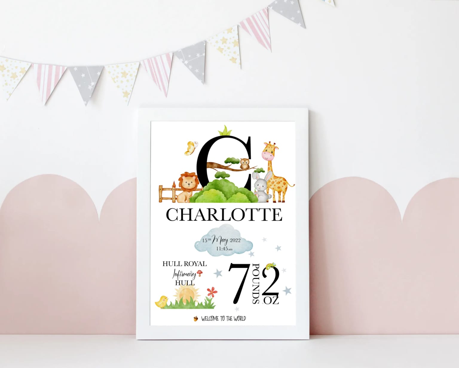 Personalised newborn prints: capturing the birth details