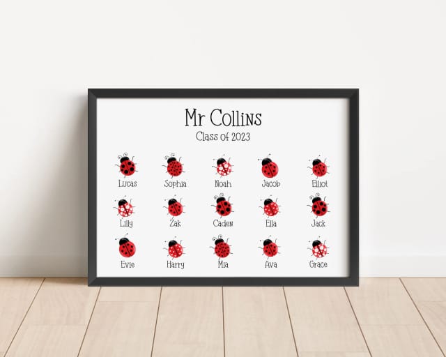 Personalised Teacher Class Print - Ladybirds
