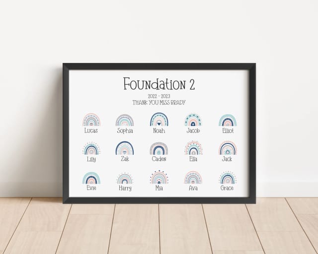 Personalised Teacher Class Print - Rainbows